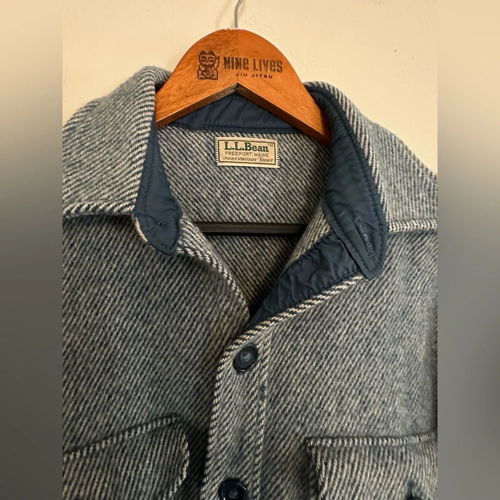 Vintage 1950’s LL Bean Northwoods Wool Shirt - blue button up - Picture 3 of 5